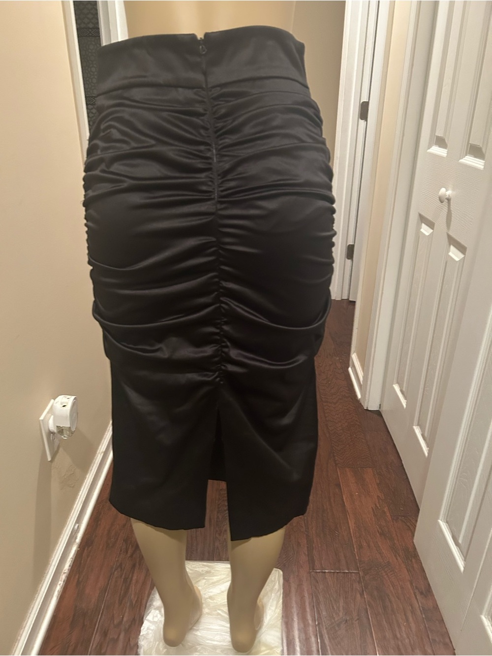 Black Ruched Pencil Skirt